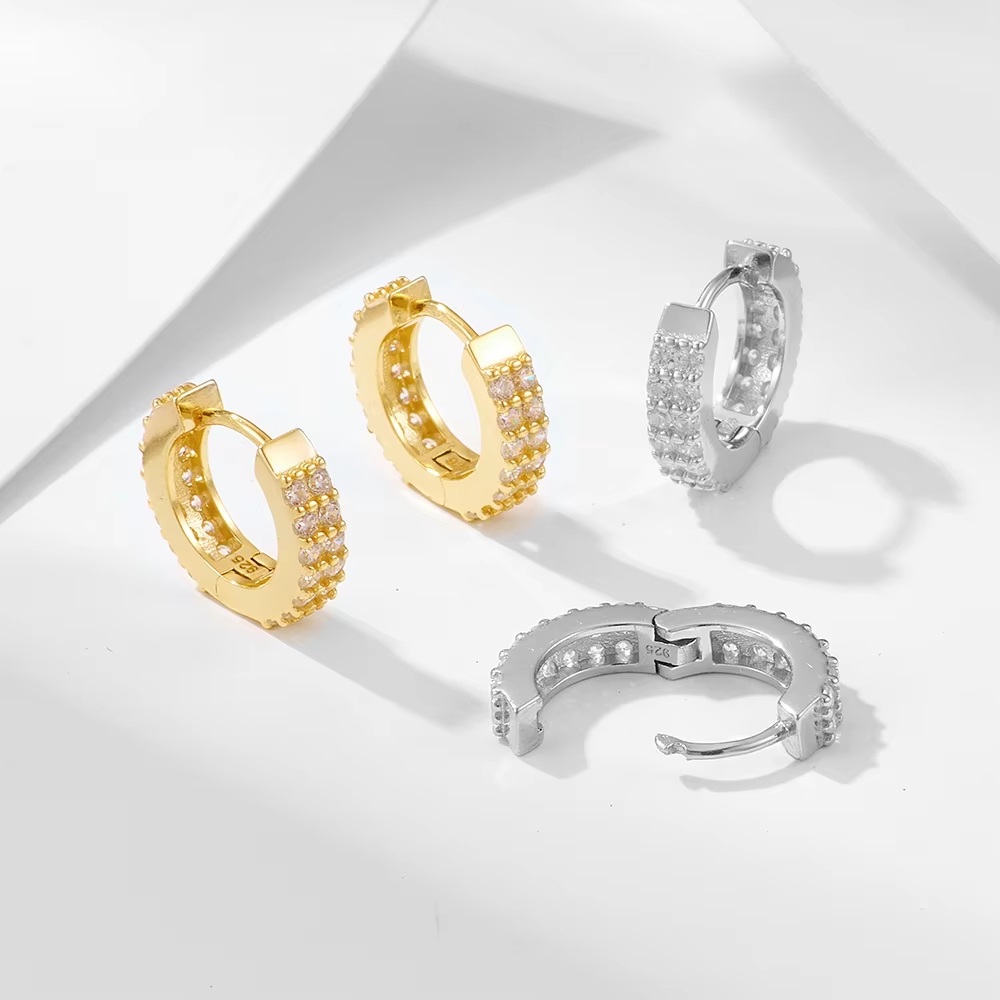 Fashion Jewelry Earrings for Women 925 Silver Earrings with Gold Plated Hoops