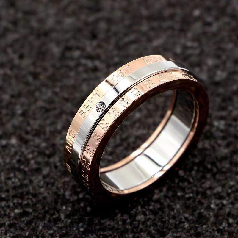 Fashion Three Tone Interlocking Stainless Steel Ring for Men - Rose Gold, Gold, Silver