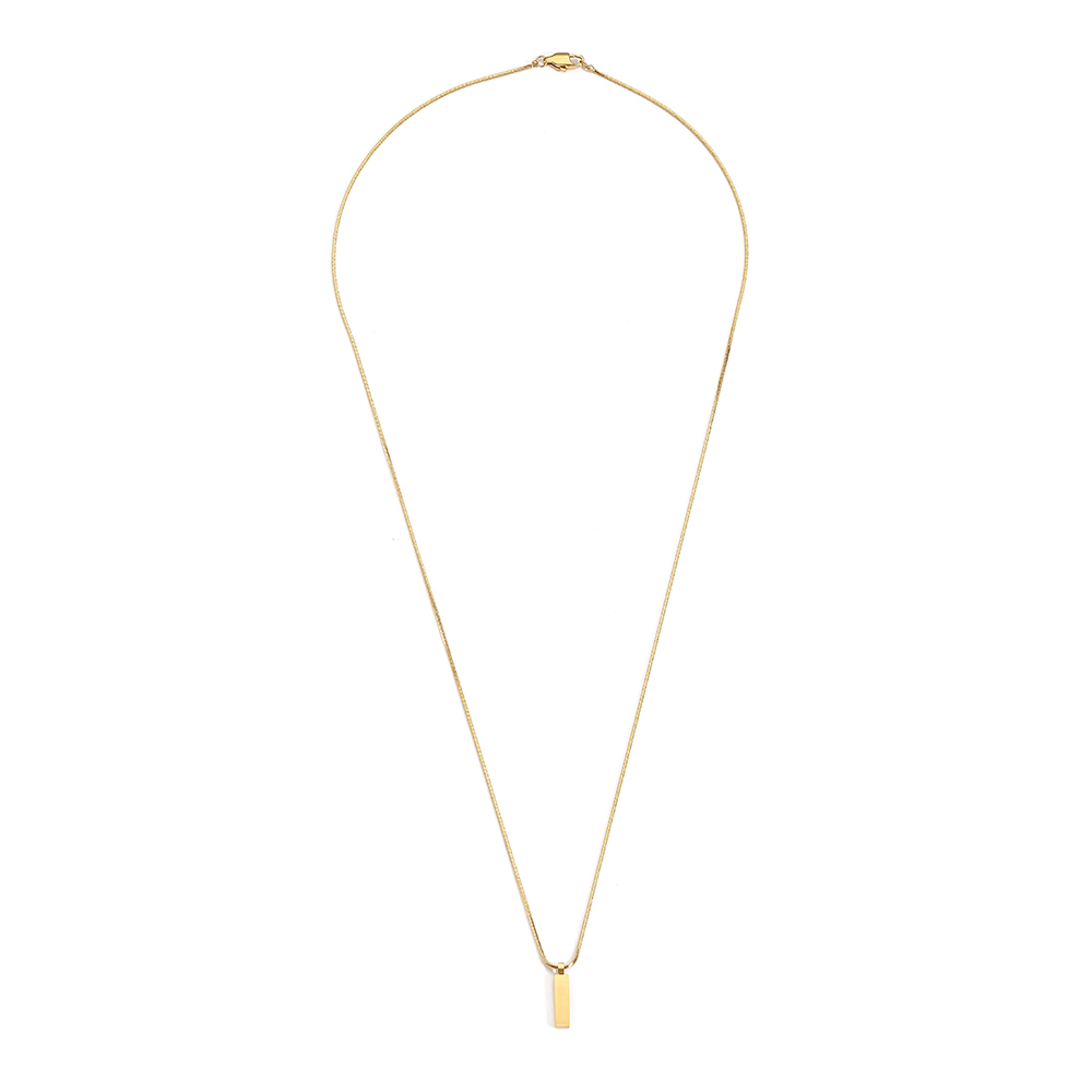 Fashion Trend Jewelry Waterproof Men Stainless Steel Long Chain Necklace Gold Bar Square Pendant Necklace for Men