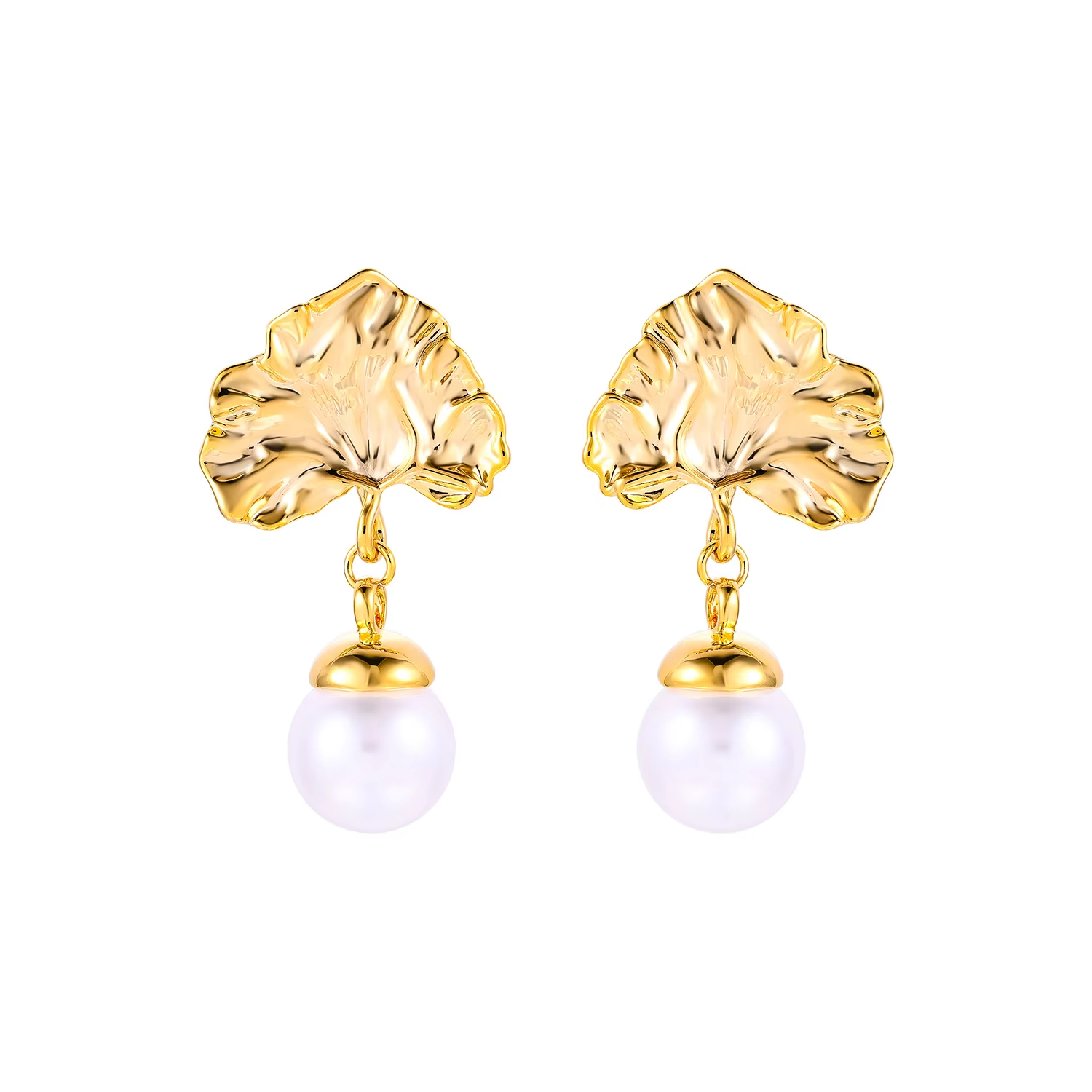 Fashion Women's Gold Plated Drop Earrings Imitation Pearl Trendy Style Irregular Design Factory Direct Sale Gift