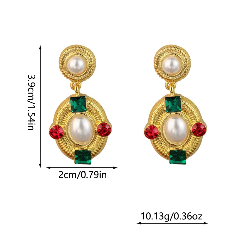 Fashionable Earrings - Gold-plated Earrings Inlaid with Zircon and Pearl, Versatile, Court-style French Retro Earrings