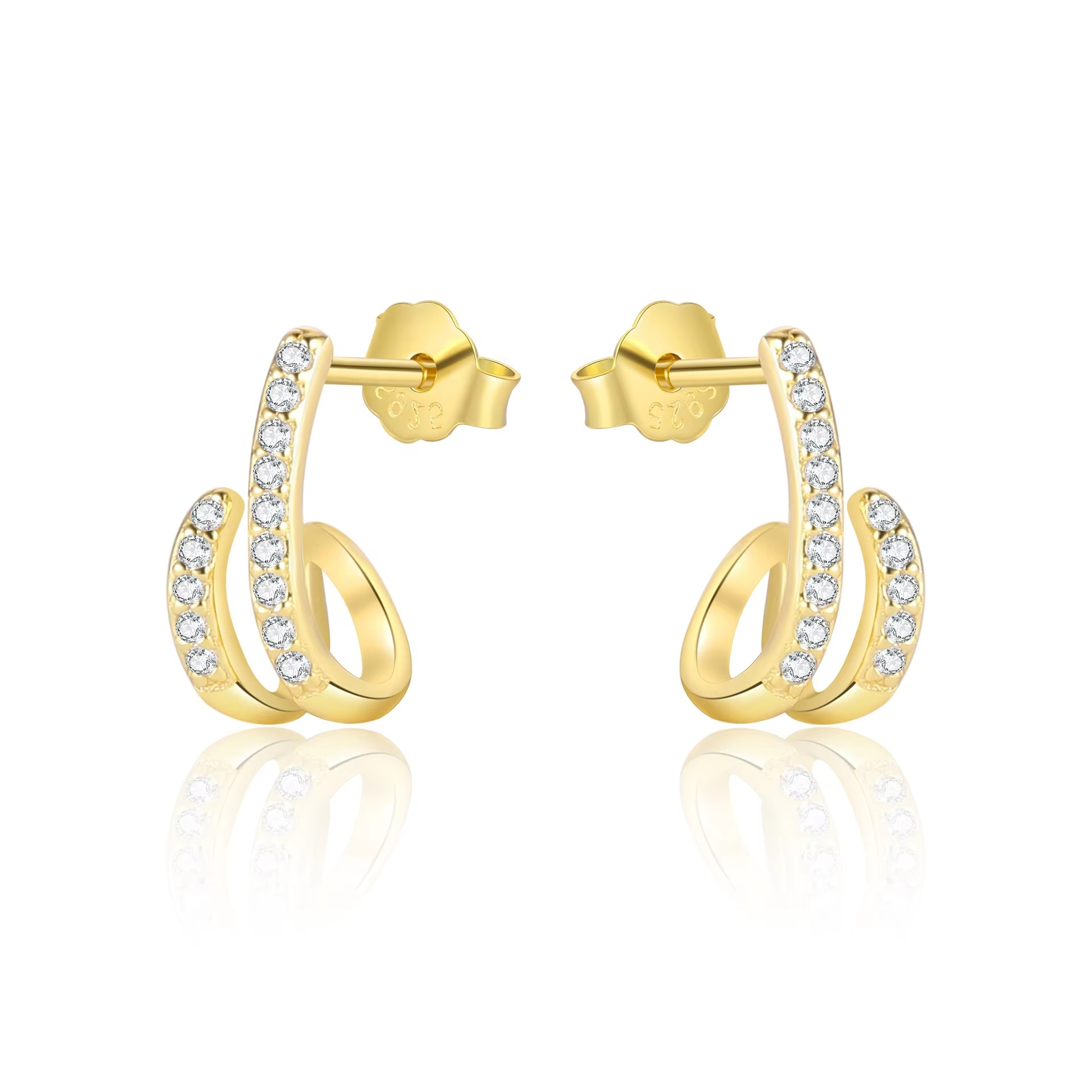 Fashionable Luxury S925 Sterling Silver Irregular Design Zircon Earrings High-end Romantic Jewelry