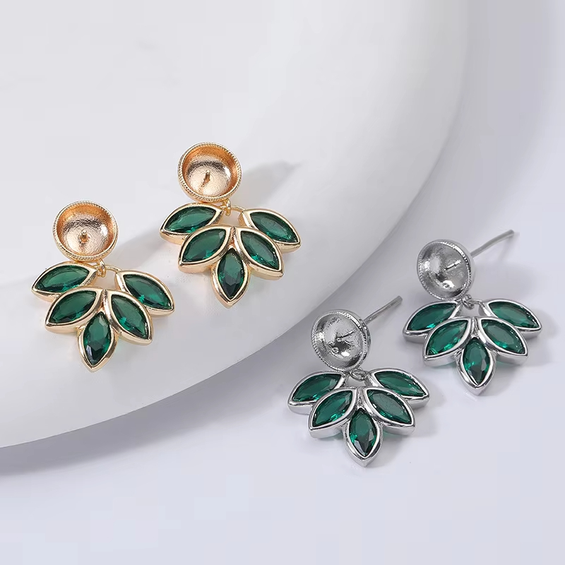 Fashionable Pendant Earrings Sweet Leaves Design Zircon Copper Alloy Platinum & 18K Gold Plated Yuanlong Women's Jewelry-Gift
