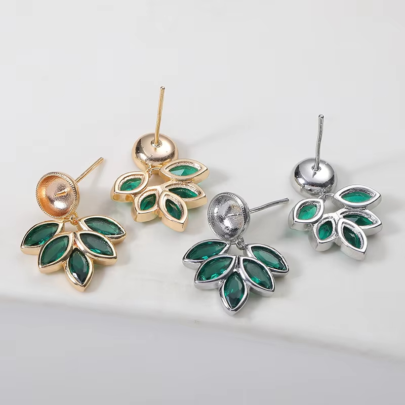 Fashionable Pendant Earrings Sweet Leaves Design Zircon Copper Alloy Platinum & 18K Gold Plated Yuanlong Women's Jewelry-Gift