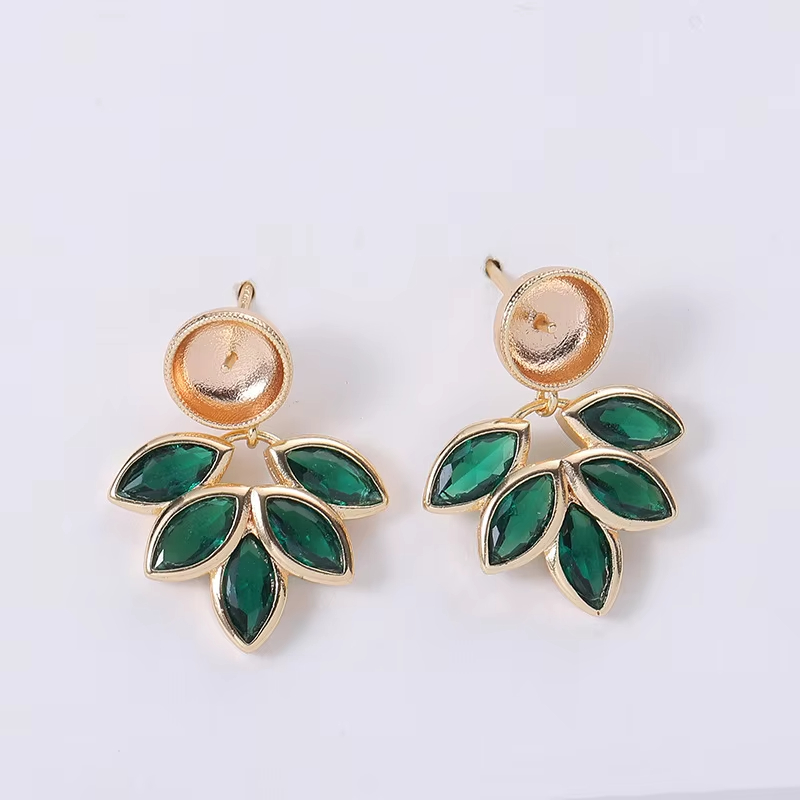 Fashionable Pendant Earrings Sweet Leaves Design Zircon Copper Alloy Platinum & 18K Gold Plated Yuanlong Women's Jewelry-Gift