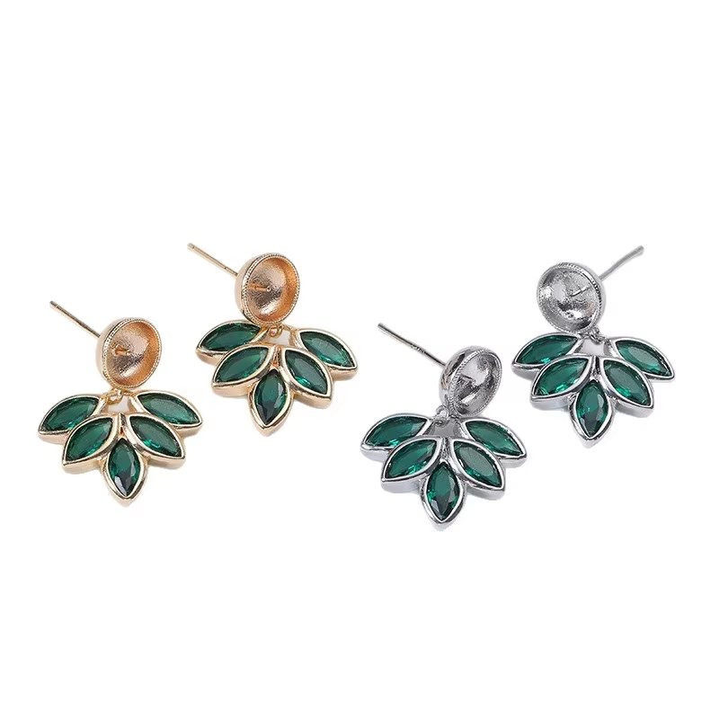 Fashionable Pendant Earrings Sweet Leaves Design Zircon Copper Alloy Platinum & 18K Gold Plated Yuanlong Women's Jewelry-Gift