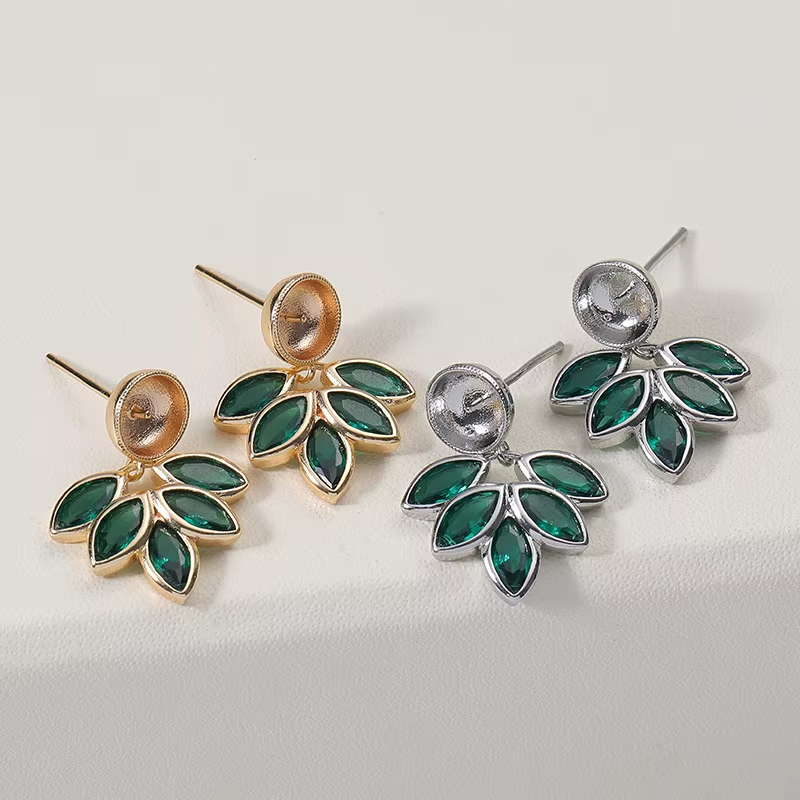 Fashionable Pendant Earrings Sweet Leaves Design Zircon Copper Alloy Platinum & 18K Gold Plated Yuanlong Women's Jewelry-Gift
