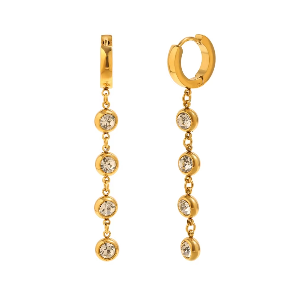 Fashionable and Luxurious Stainless Steel Design Zircon Earrings with a High-end Feel