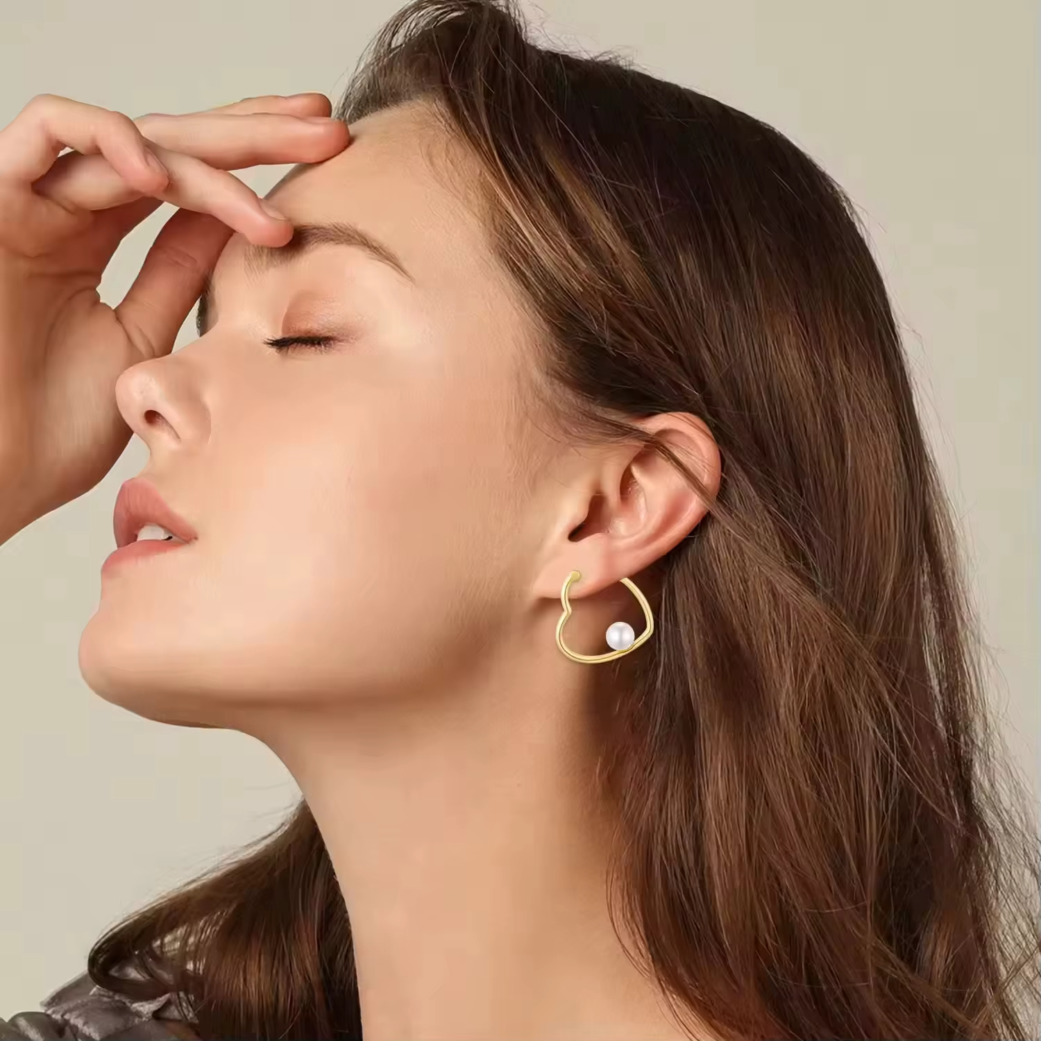 Fine Jewelry 925 Sterling Silver Freshwater Pearl & Gold Plated Heart Hoop Earrings for Women