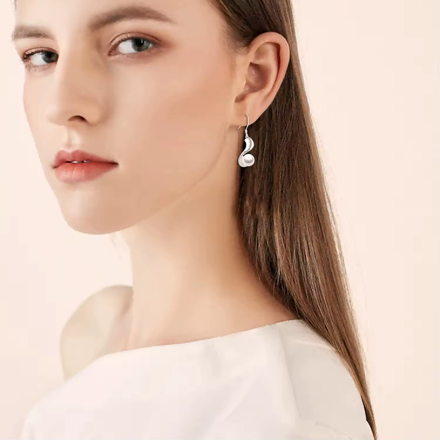 Fine Jewelry 925 Sterling Silver White Freshwater Pearl Dangle Hook Earrings for Women