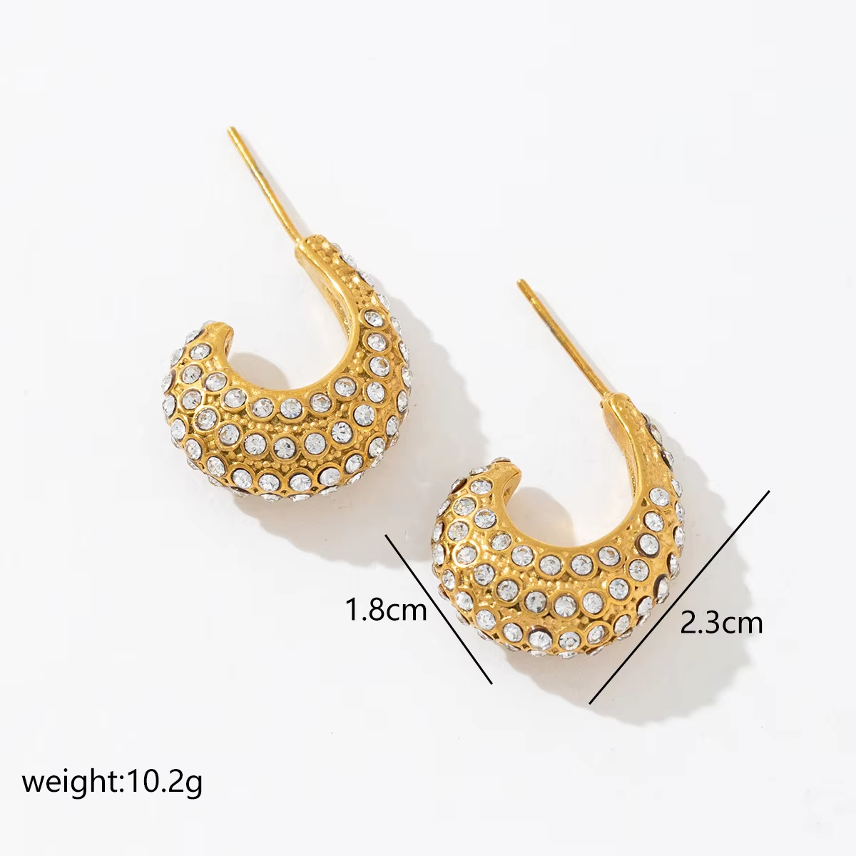 Fine Jewelry Earrings18K Gold Plated Stainless Steel C Shape Hoop Earrings Hypoallergenic Full CZ Cubic Earrings Women Gift