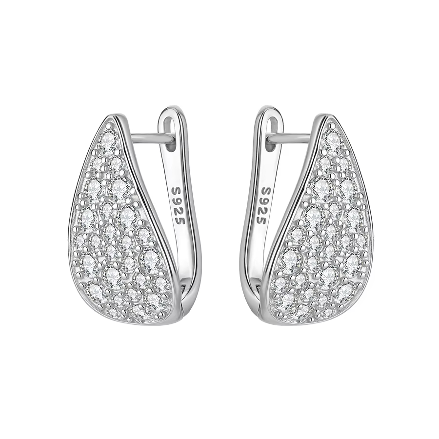 Fine Jewelry S925 Sterling Silver Gold Plated Pave Setting 1.75MM 2.5MM VVS GRA Moissanite U Shape Hoop Earrings for Women