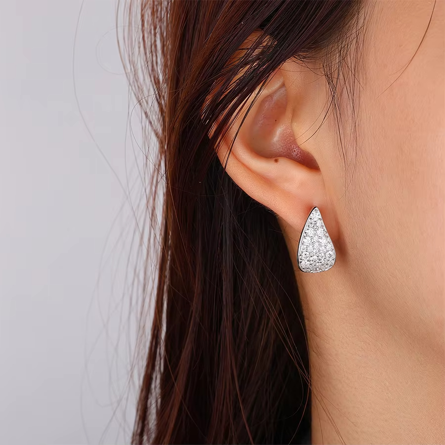 Fine Jewelry S925 Sterling Silver Gold Plated Pave Setting 1.75MM 2.5MM VVS GRA Moissanite U Shape Hoop Earrings for Women