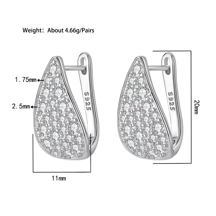 Fine Jewelry S925 Sterling Silver Gold Plated Pave Setting 1.75MM 2.5MM VVS GRA Moissanite U Shape Hoop Earrings for Women
