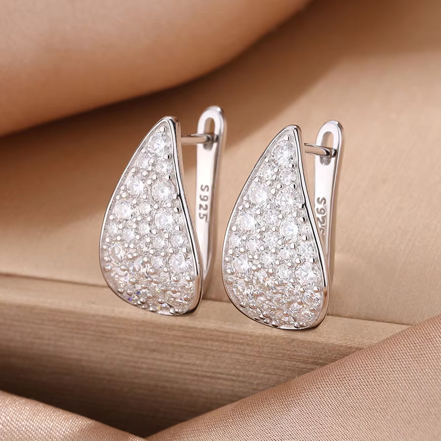 Fine Jewelry S925 Sterling Silver Gold Plated Pave Setting 1.75MM 2.5MM VVS GRA Moissanite U Shape Hoop Earrings for Women