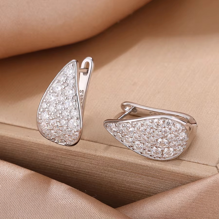 Fine Jewelry S925 Sterling Silver Gold Plated Pave Setting 1.75MM 2.5MM VVS GRA Moissanite U Shape Hoop Earrings for Women