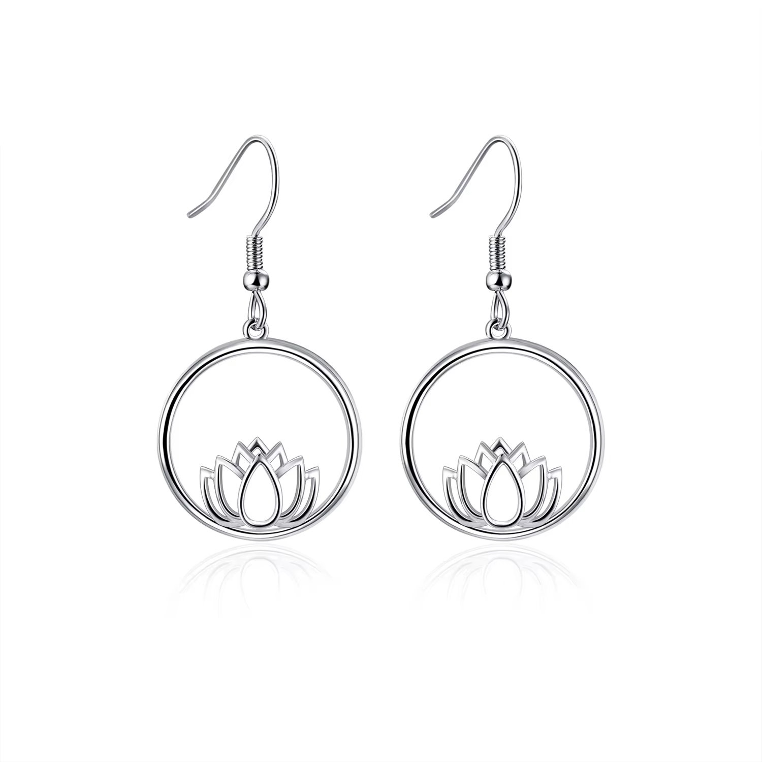 Fine Jewelry Wholesale 925 Sterling Silver Minimalist Lotus Flower Hook Earrings for Women