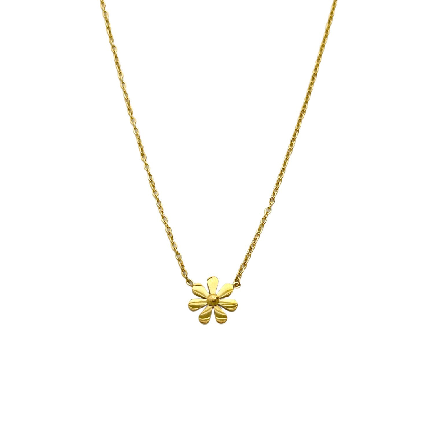 Minimalist Flower Pendant Necklace – Titanium Steel Dainty Chain Jewelry for Women