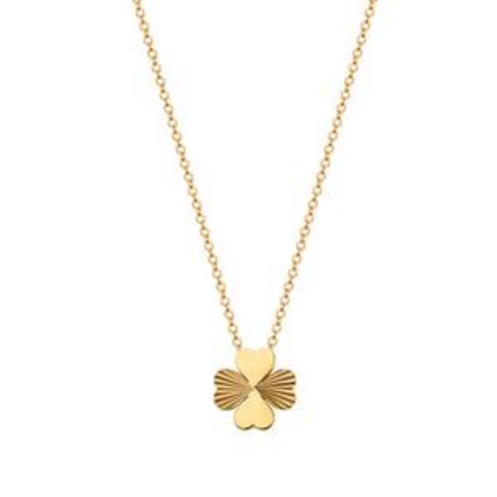 Four-Leaf Clover Pendant Necklace - Elegant Gold Lucky Charm Jewelry