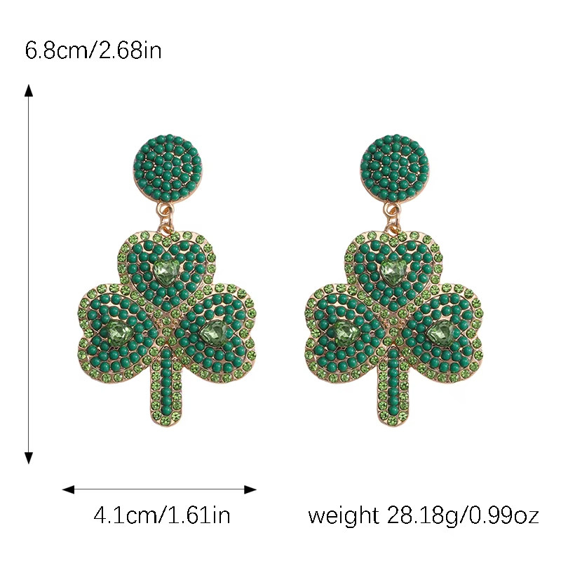 Fresh Countryside Style Clover Shaped Rice Bead Drop Earrings Elegant Earrings for Vacation Party Perfect Gift