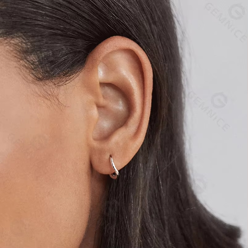 Gemnel Simplistic Modern Design 925 Sterling Silver Gold Wave Huggie Waterproof Fine Hoop Earrings