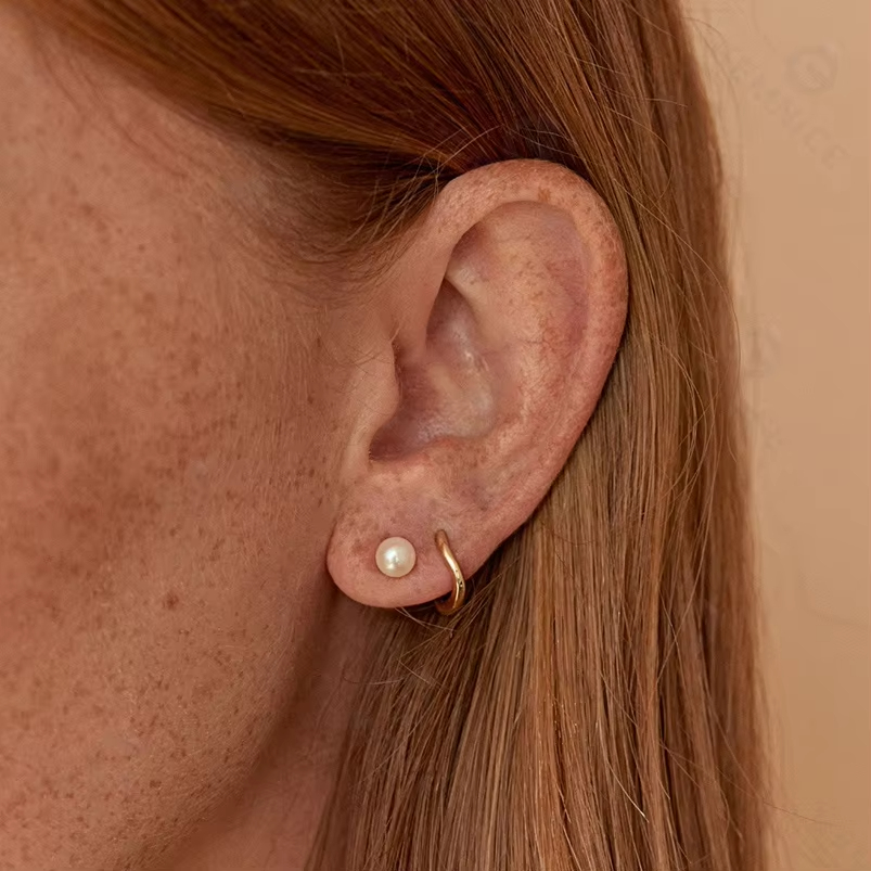 Gemnel Simplistic Modern Design 925 Sterling Silver Gold Wave Huggie Waterproof Fine Hoop Earrings