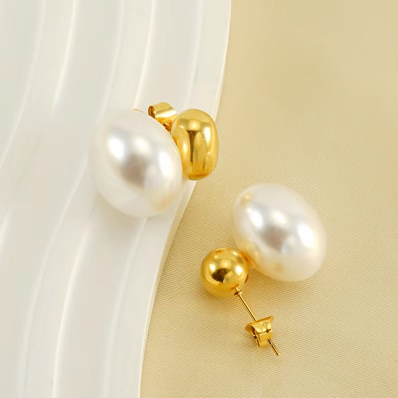 Geometric 18K Gold-Plated Retro Ethnic Style Earrings Cute Pearl Design New Fashion Drop Earrings Hot Sellers