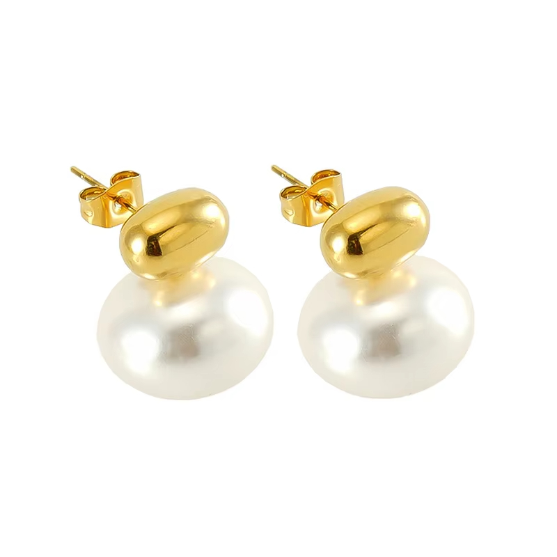 Geometric 18K Gold-Plated Retro Ethnic Style Earrings Cute Pearl Design New Fashion Drop Earrings Hot Sellers