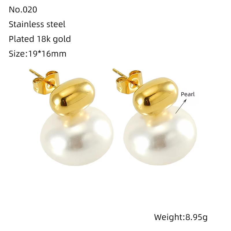 Geometric 18K Gold-Plated Retro Ethnic Style Earrings Cute Pearl Design New Fashion Drop Earrings Hot Sellers