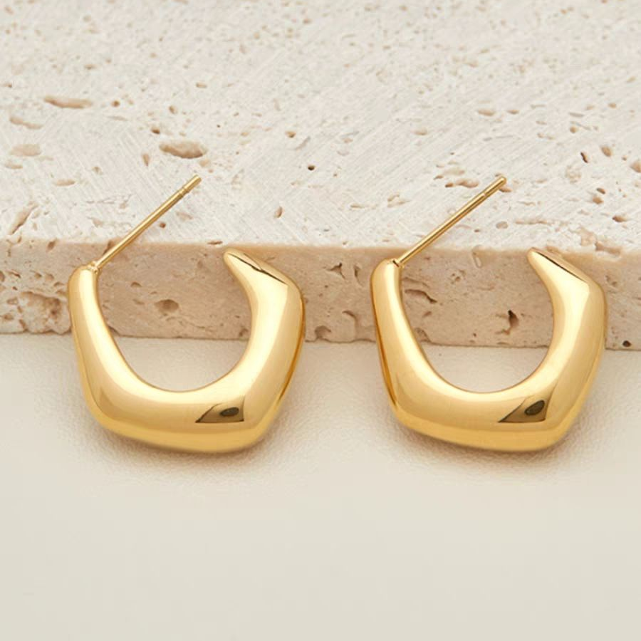 Geometric Bold Gold Statement Hoop Earrings for Women - Modern Minimalist Chunky Fashion Jewelry for Parties and Everyday Wear