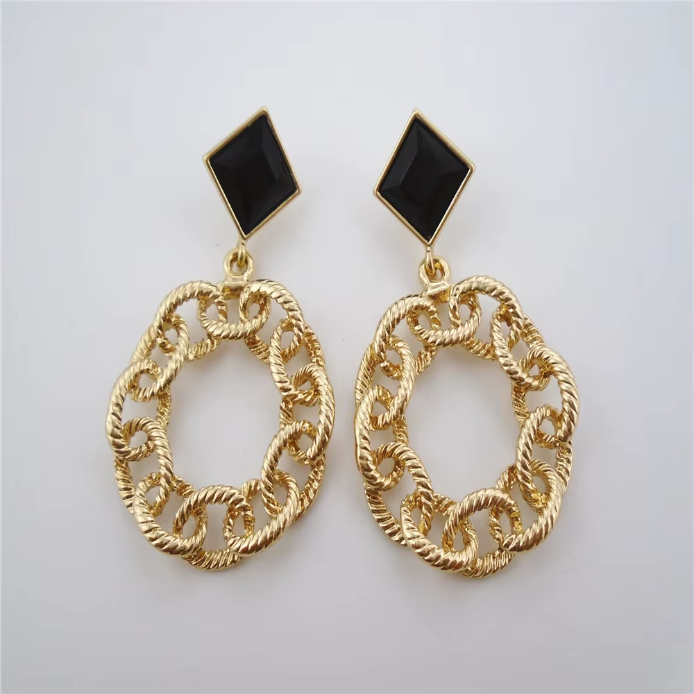 Geometric Gold Twisted Circle Earrings for Women – Statement Fashion Jewelry