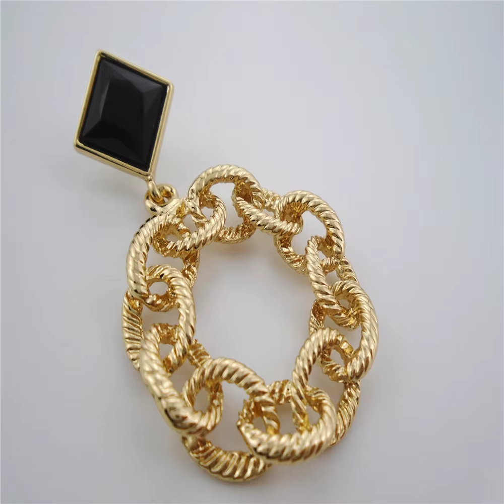 Geometric Gold Twisted Circle Earrings for Women – Statement Fashion Jewelry