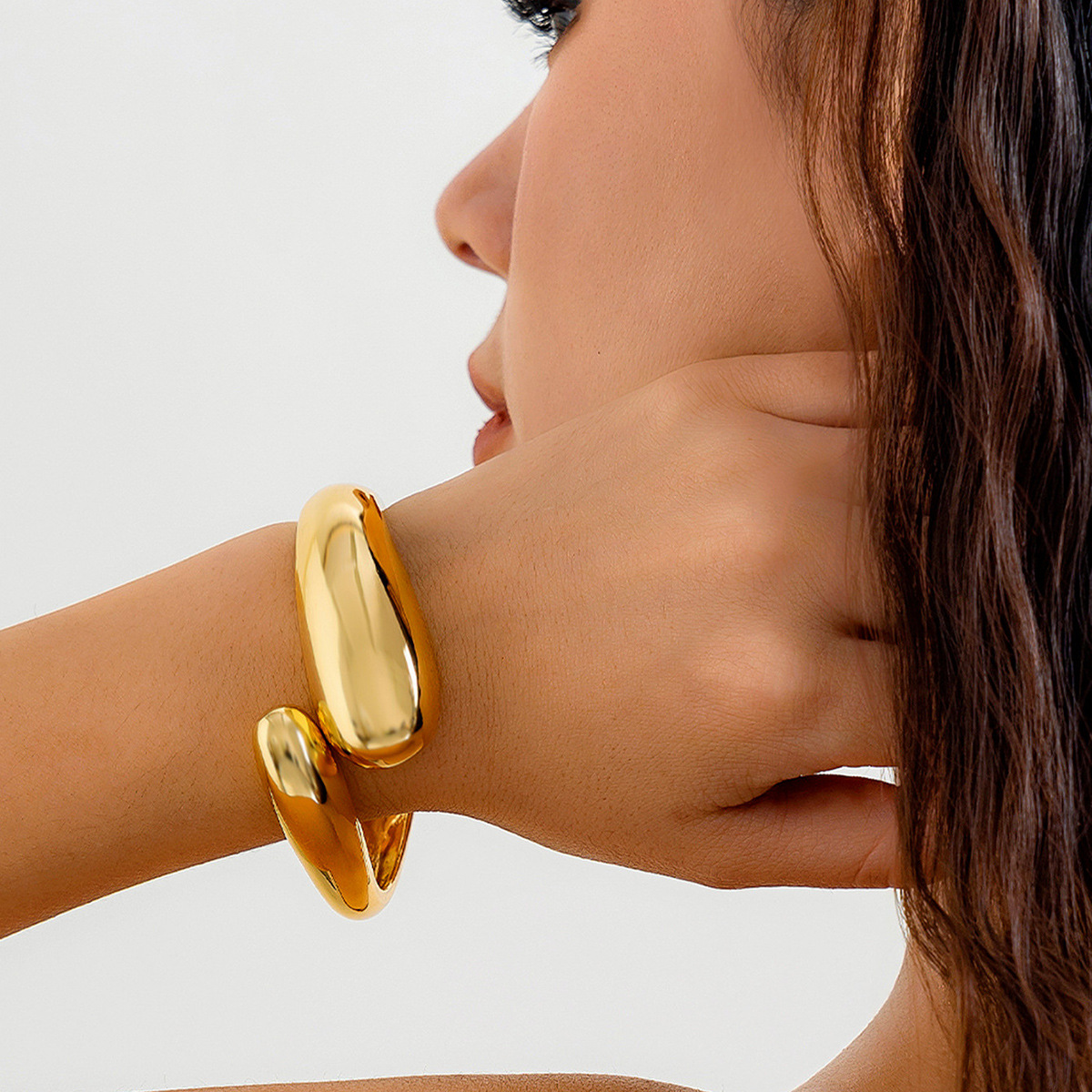 Minimalist Gold Stainless Steel Jewelry Set Choker Necklace Bracelet Ring Set Luxury Stainless Steel Jewelry for Women