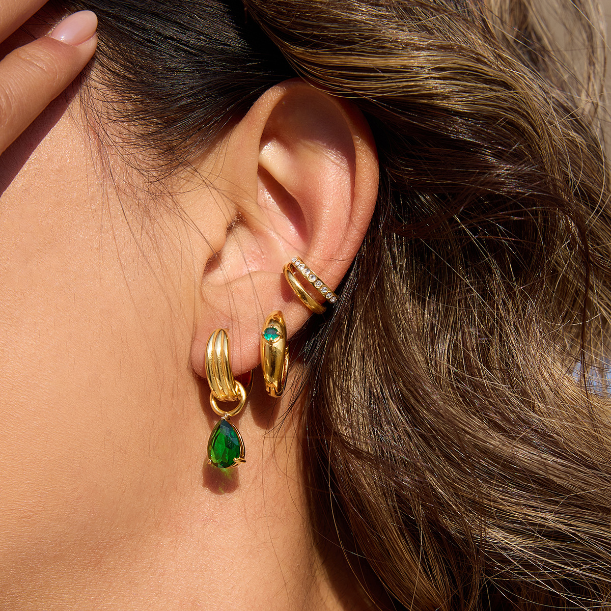 Geometric Pattern Earrings Zircon Earrings Stainless Steel Jewelry Earrings for Women Trendy Fashion Earrings