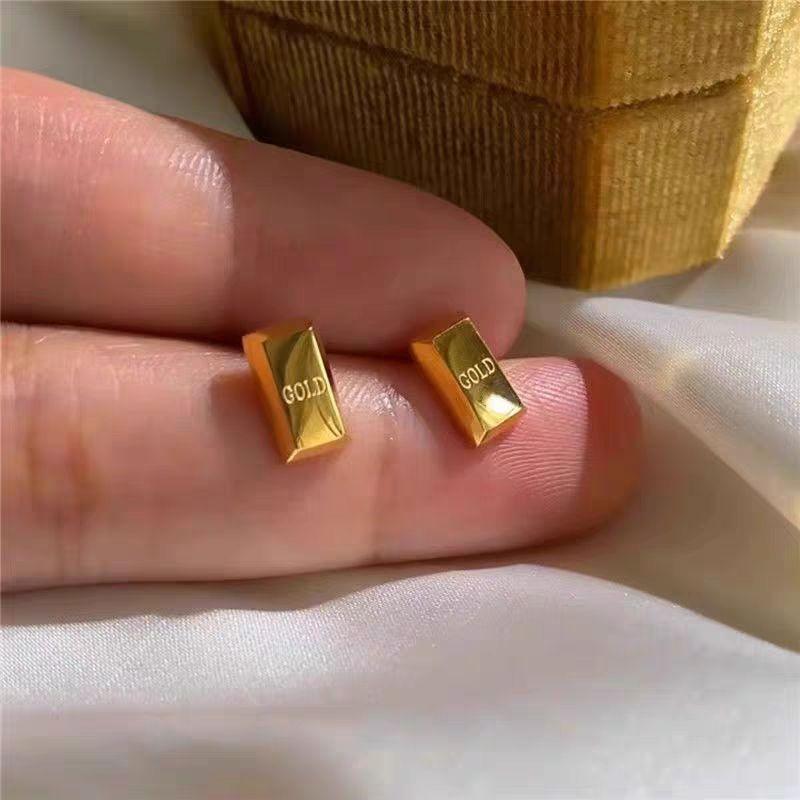 Gold Bar Stud Earrings – Creative Mini &quotGOLD