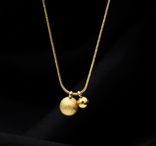 Gold Dual Ball Pendant Necklace - Minimalist Style
