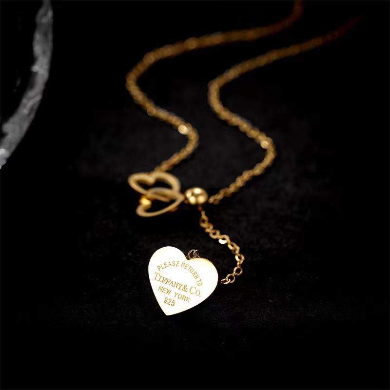 Gold Heart Tag Pendant Necklace Inspired by Tiffany Style – &quotNew York 925