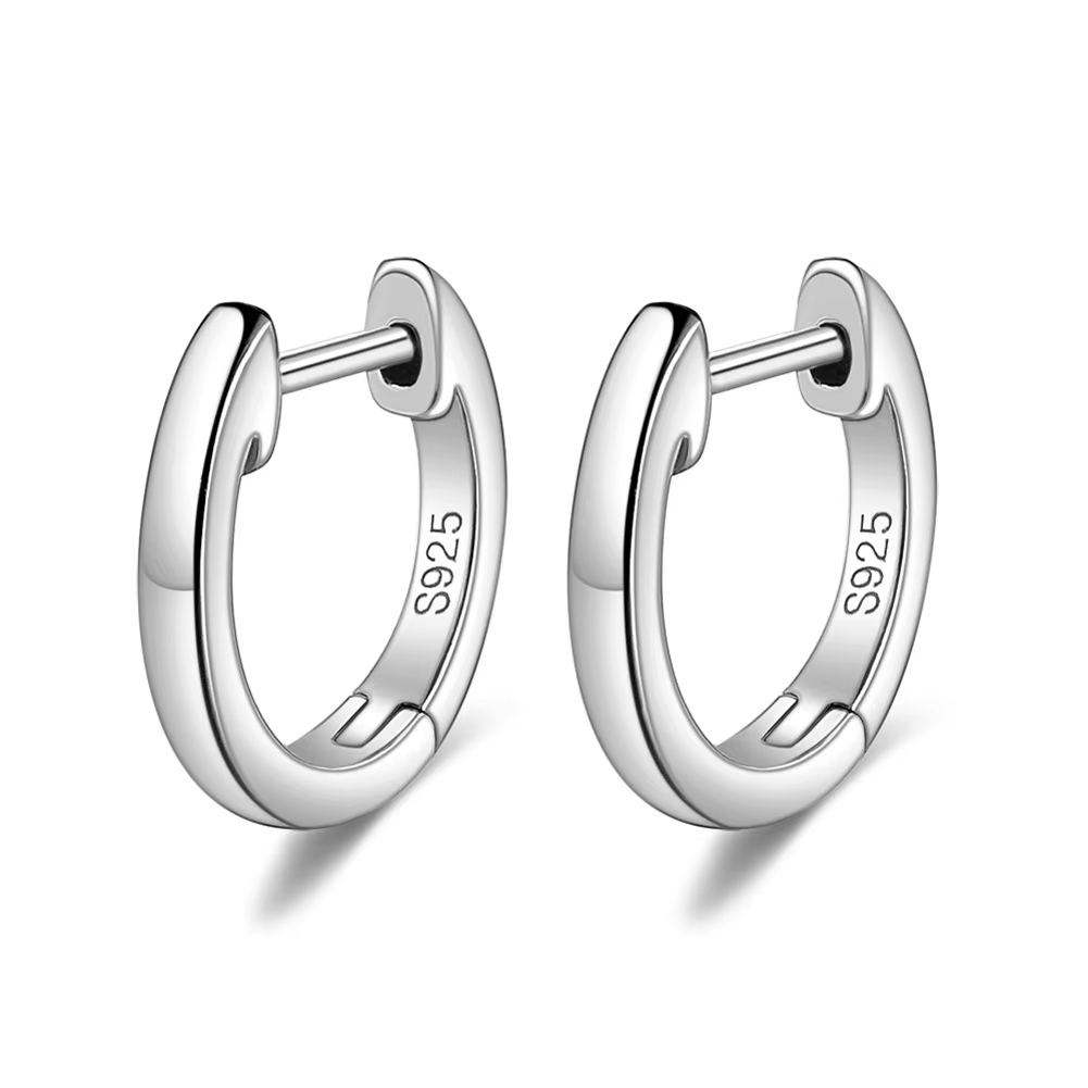 Gold Plated 925 Sterling Silver Plain Cuff Earring Gold Vermeil Hoop Huggie Small Stud Earrings Women Jewelry