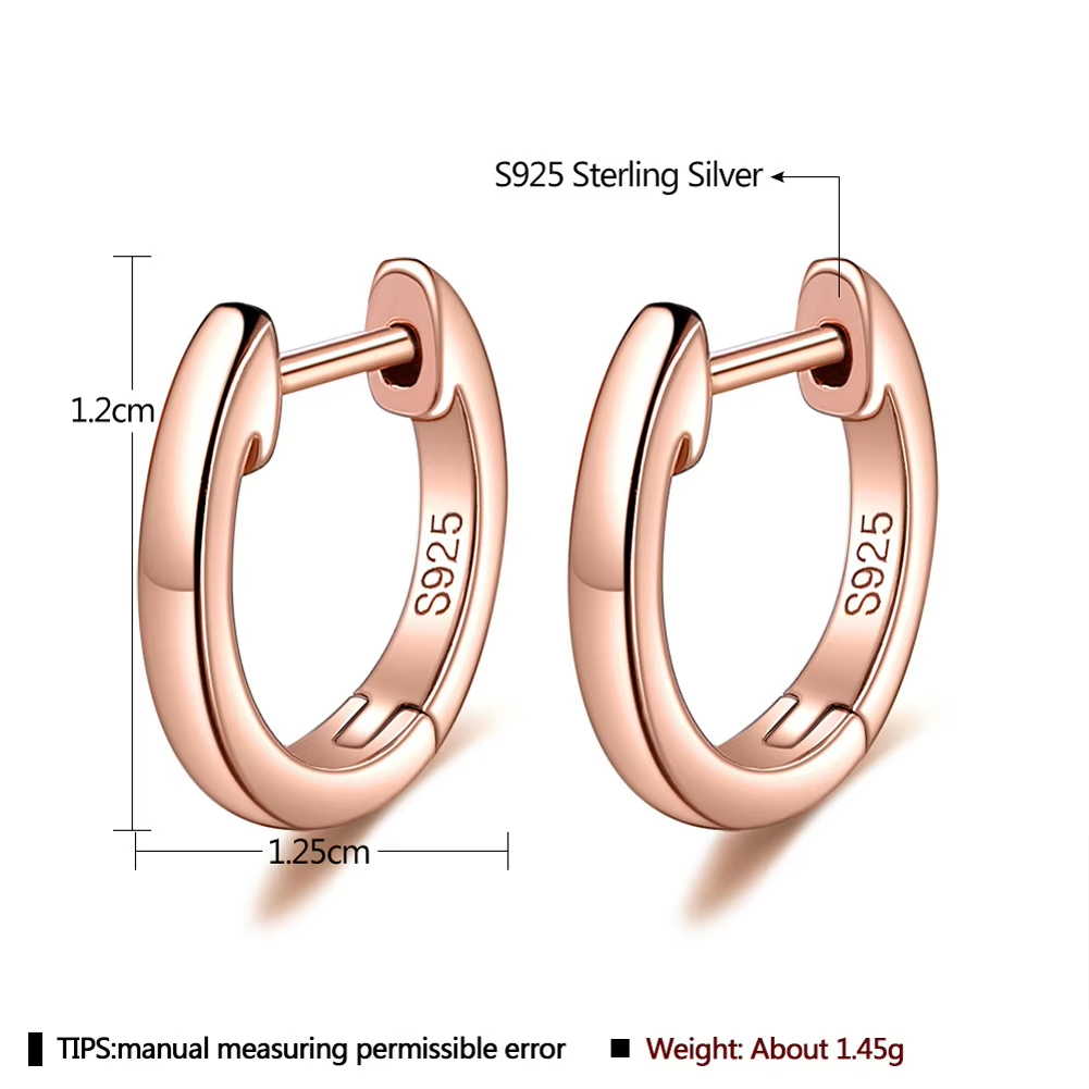 Gold Plated 925 Sterling Silver Plain Cuff Earring Gold Vermeil Hoop Huggie Small Stud Earrings Women Jewelry
