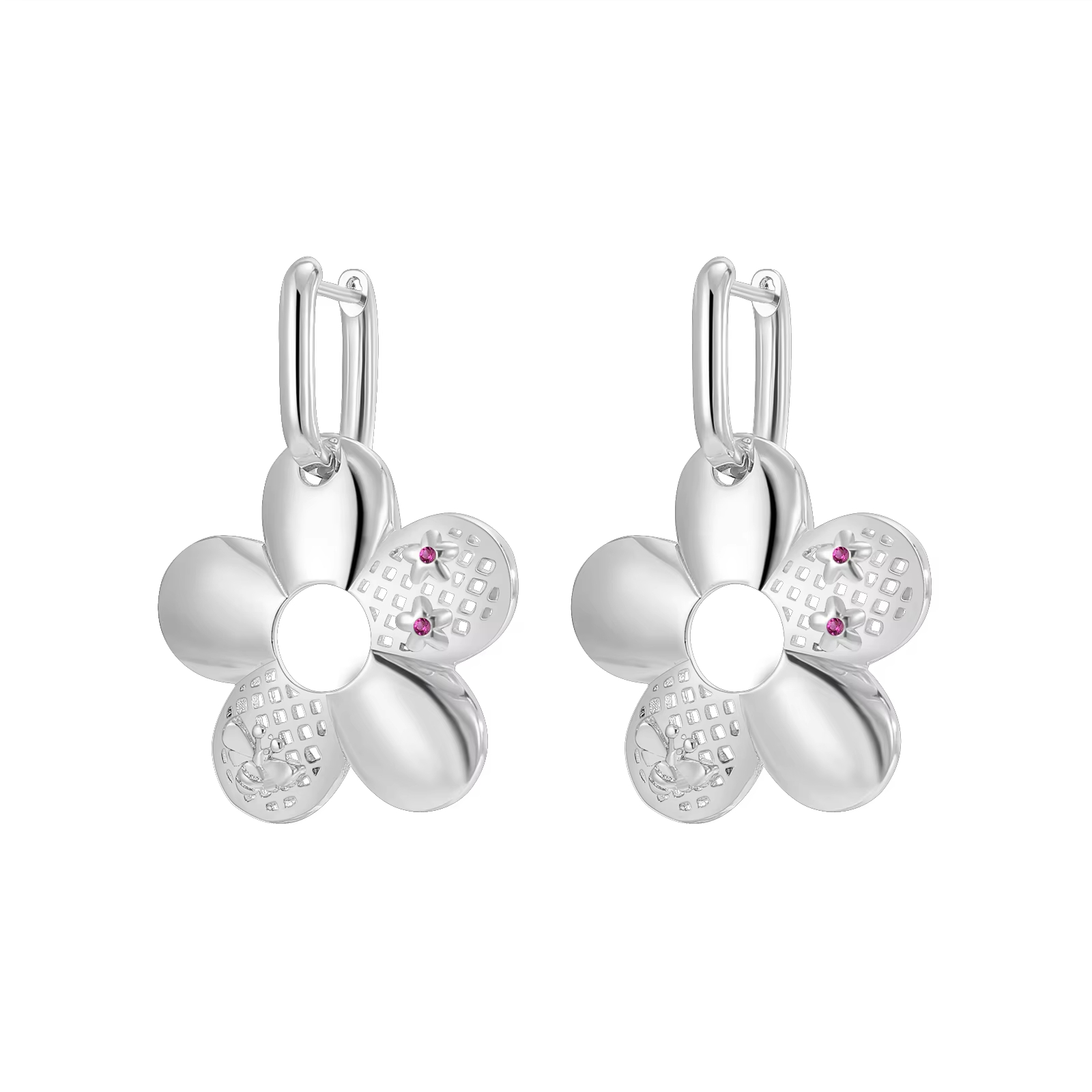 Gold Plated Brass Earring Hoop Style With Cute Charm Hanging Earring Zircon for Anniversary Occasions