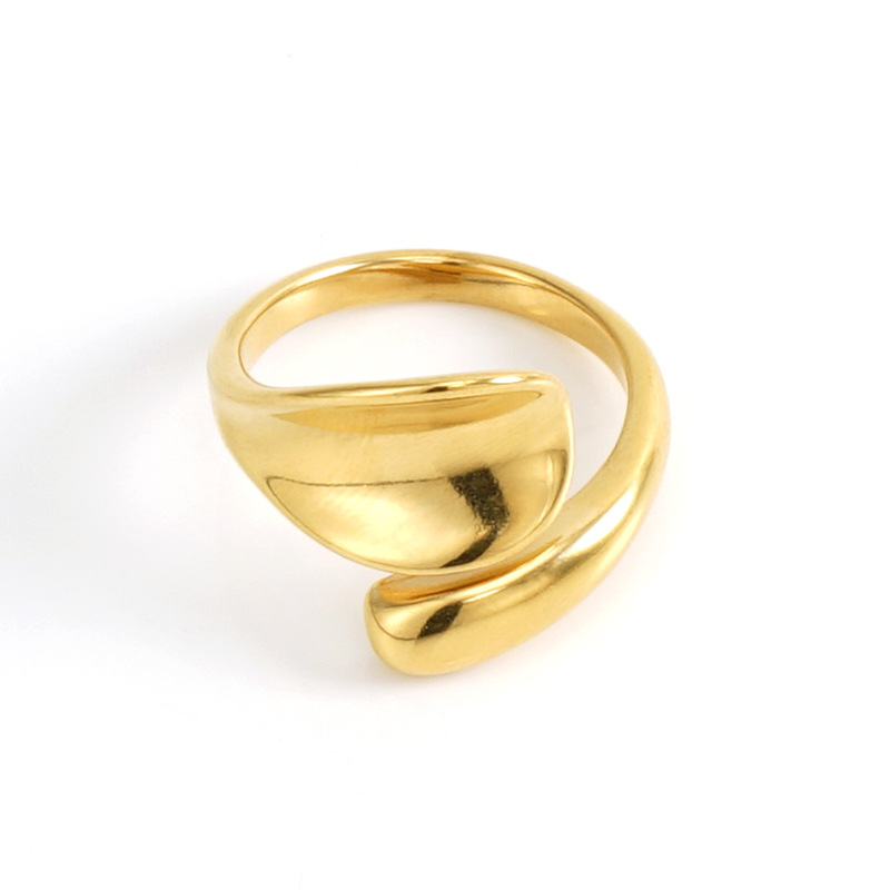 Gold Wave Ring - Elegant 18K Gold Plated Stainless Steel Open Band | Minimalist Modern Design