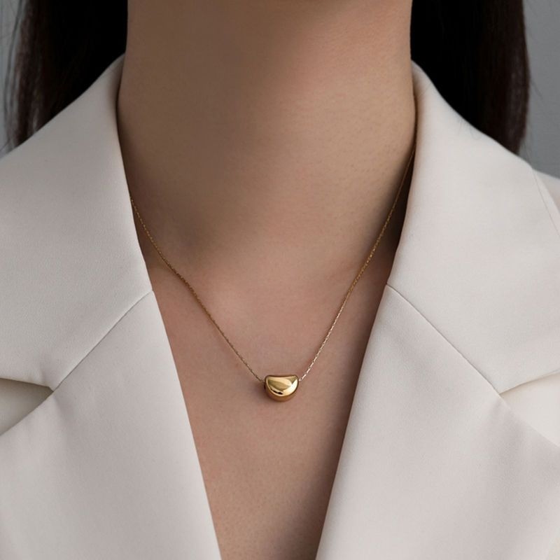 Minimalist Gold-Tone Titanium Steel Pendant Necklace for Women