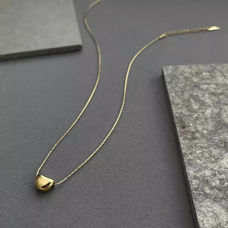Minimalist Gold-Tone Titanium Steel Pendant Necklace for Women