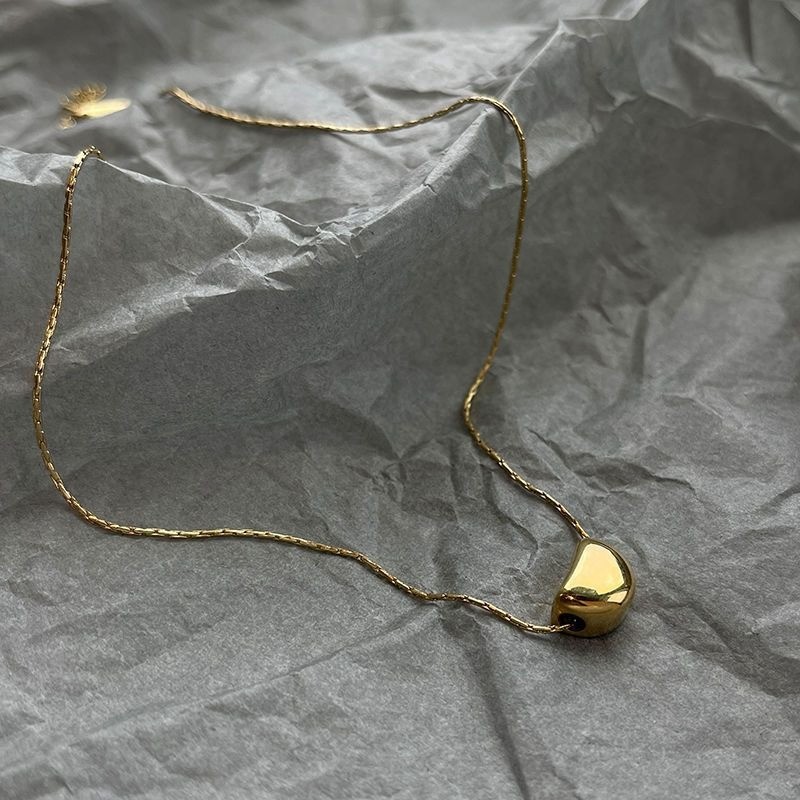 Minimalist Gold-Tone Titanium Steel Pendant Necklace for Women