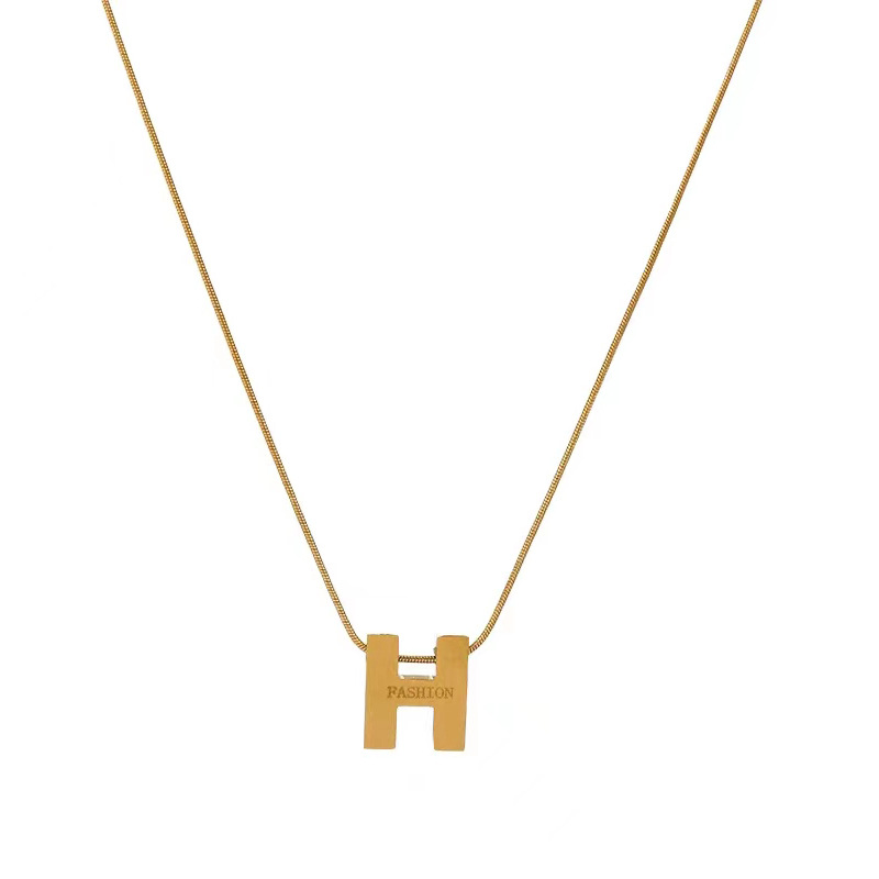 Gold Letter H Pendant Necklace Fashion Jewelry