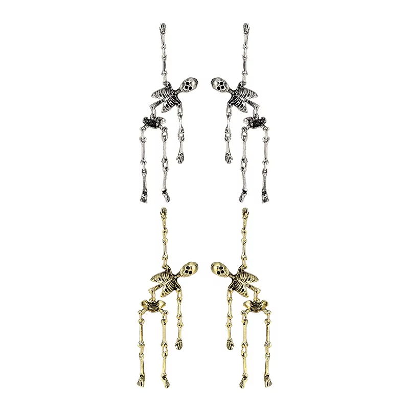 Halloween Skeleton Drop Earrings Day of the Dead Zinc Alloy Horror Novelty Earrings