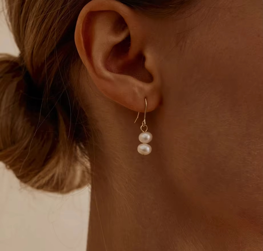 Handmade Single Freshwater Pearl Hoop Earrings Minimalist Design with Cute Style for Bridesmaids or Mother's Day Stock Earrings