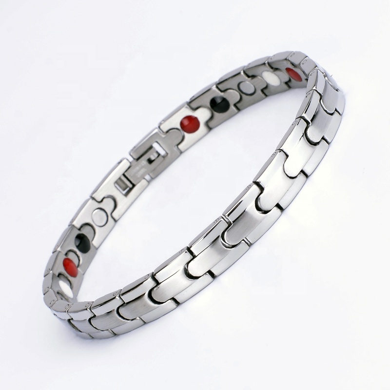 Health Care Therapy Bracelet Lovers Heart Health Energy Magnetic Bracelet Women Man Silver Plated