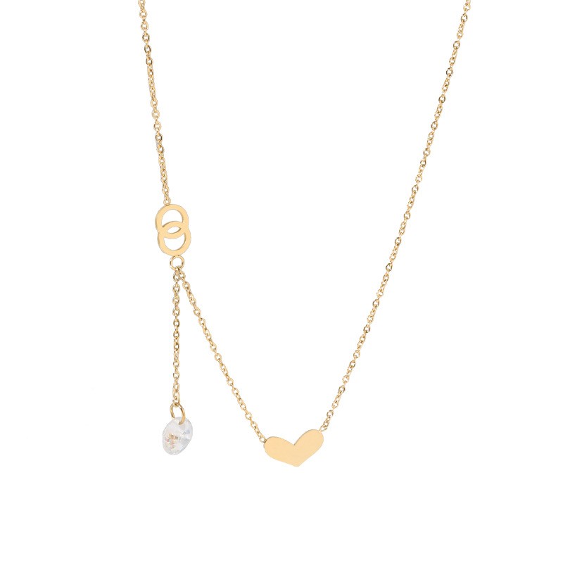 Elegant Gold Heart Y-Shaped Titanium Steel Necklace for Women