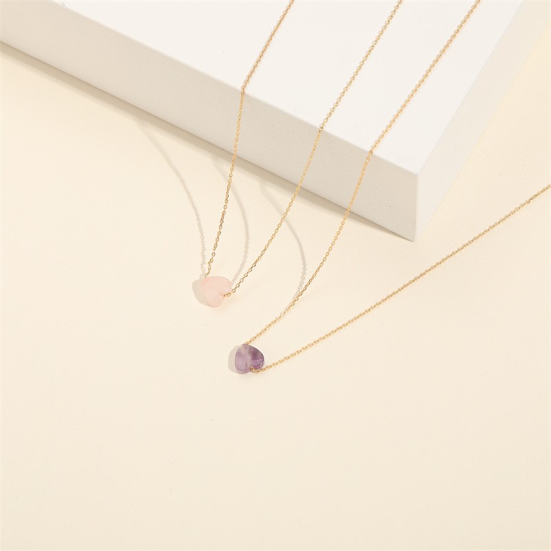 Heart Crystal Pendant Necklace for Women Gold Tone Copper Chain